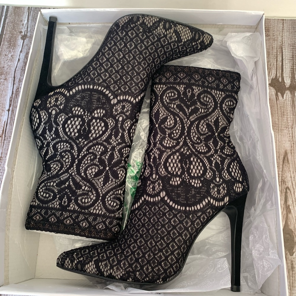 Steve Madden Lovely Lace Stiletto Sock Booties